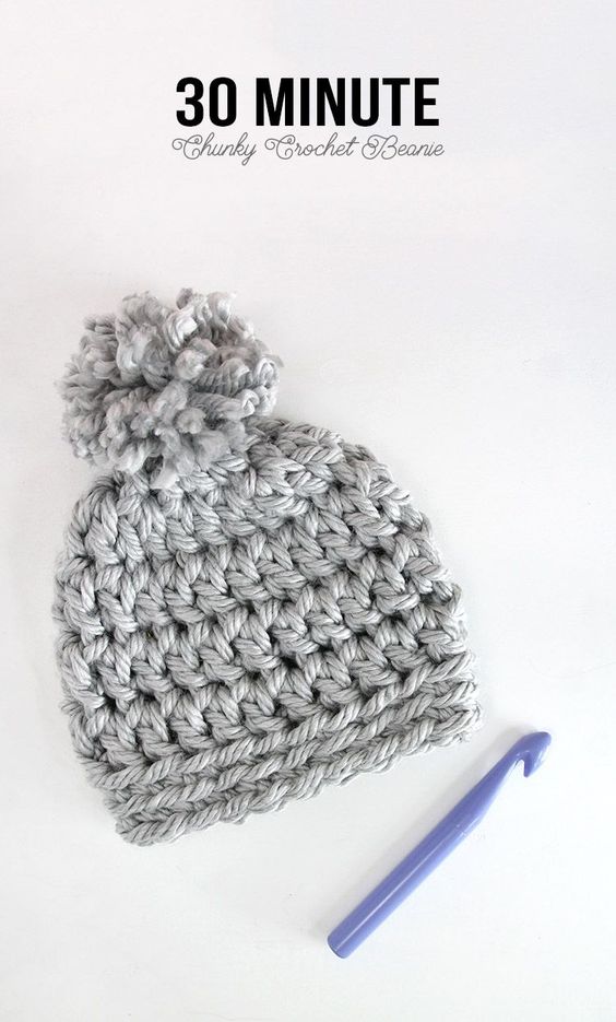 Easy Chunky Crochet Beanie - a 30 minute hat! Free pattern from Persia Lou: 